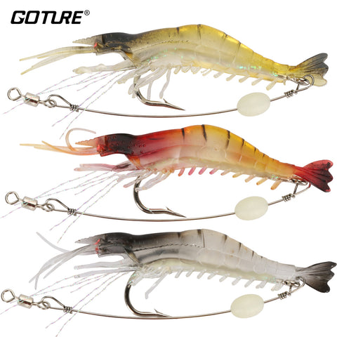 Goture 5pcs/lot Silicone Soft Bait 8.5cm 6g Luminous Shrimp Fishing Lure