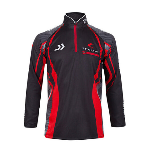 Brand fishing shirt outdoor sportswear Hiking fishing sun protection jersey Fishing Wear tackles Red white sports apparel