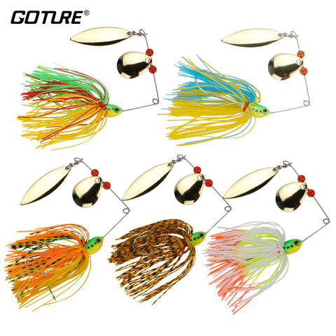 Goture 5pcs/lot 17.5g Spinnerbait Bass Fishing Lure Blade Skirt Metal Spoon Spinner Bait Rig Pike Carp Fishing Tackle