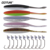 Goture Fishing Lure Kit Soft Lure + Offset Worm Hook/Jig Head Crank Hook Fishhooks for Saltwater Fresh Water Fishing Lures