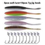 Goture Fishing Lure Kit Soft Lure + Offset Worm Hook/Jig Head Crank Hook Fishhooks for Saltwater Fresh Water Fishing Lures