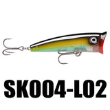 SK004 5PCS Popper Fishing Lure 70mm 11g Topwater Wobbler Floating Lure