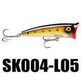 SK004 5PCS Popper Fishing Lure 70mm 11g Topwater Wobbler Floating Lure