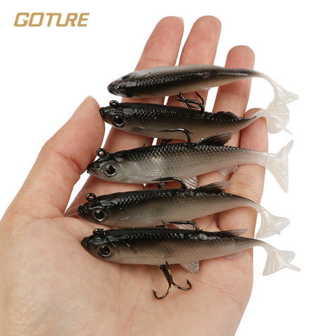 Goture 5pcs/lot Grey Soft Lure 8.5cm 13g Wobblers Artificial Bait Silicone Fishing Lures Sea Bass Carp Fishing Lead Fish Jig