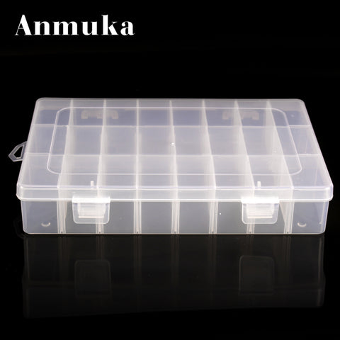 Anmuka High Quality Fishing Box 195*130*37mm Spinner Bait Minnow Popper 24 Compartments Fishing Tackle Box