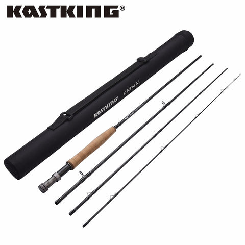 KastKing Brand 2017 NewKatmai 9FT Carbon Fly Fishing Rod 4 Sections Lake River Fishing Rod with Snake Guide and Ceramic Guide