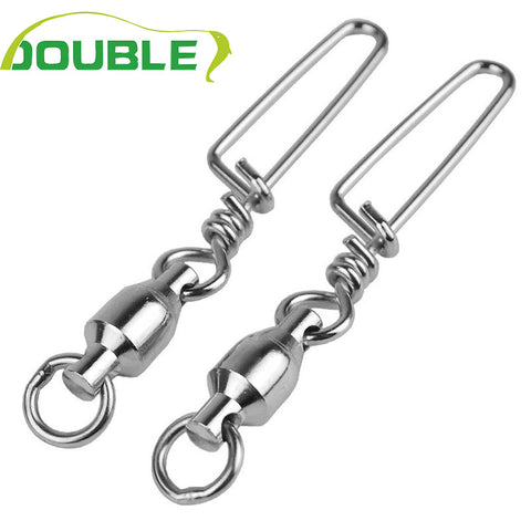 New Arrival 20pcs/lot Ball Bearing Swivels with Coast Lock Snap Fishing Connectors Hooks for Spoon Lure Pesca Ocean  Tackle