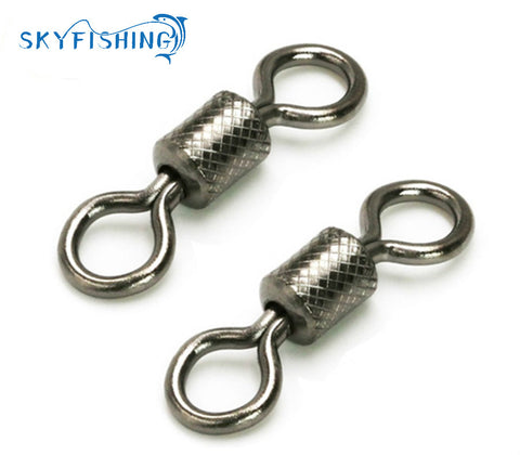 100pcs/lot fishing swivels Ball Bearing swivel with safety snap solid rings rolling swivel for carp fishing accessories