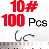 MNFT 100Pcs Teflon Coating Eyed Yn Carp Hooks Arc Barbed High Carbon Steel Matte Black With Barb For Carp Fishing Hook