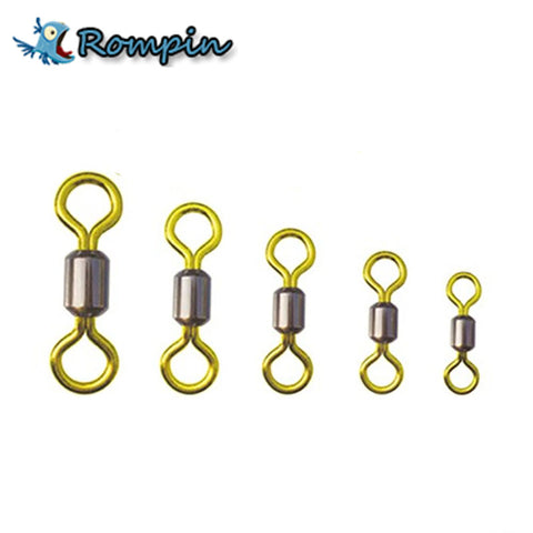 Rompin Top quality 50pcs/lot double color fishing rolling swivel brass Fishing tackle accessories size 2# 4# 6# 8# 10# 12#