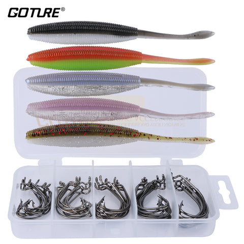 Fishing Lures Worm Soft Baits 10cm 4.7g with Jig Fishhooks/Offset Hook #2 #1 #1/0 #2/0 #3/0