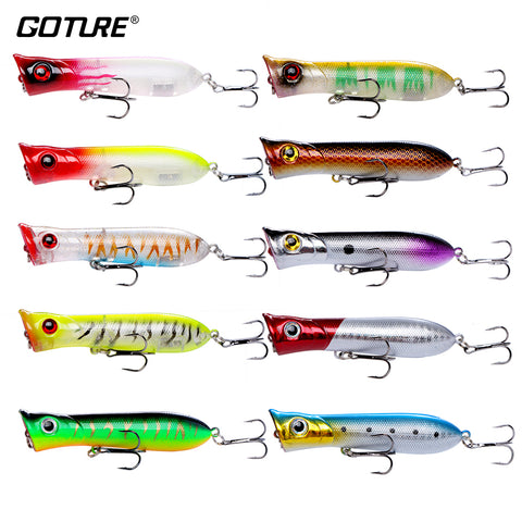 10pcs Floating Poppers Lures Fishing 8cm 11.6g #6 Treble Hook Crankbaits