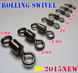 2015new fishing rolling swivels size:6#---3/0# high carbon steel quantity:100pcs/lot professional quality choose what you need!