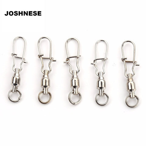 5pcs/lot 2# 3# 4# 6# Ball Bearing Swivels Crane Duo Lock Snap Trolling Rigging Fishing Hook Connector Swivels Interlock