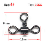 50Pcs/lot fishing accessories swivels fishing 3 Way Fishing Rolling Swivel snap barrel Swivel with snap Fishing Connector