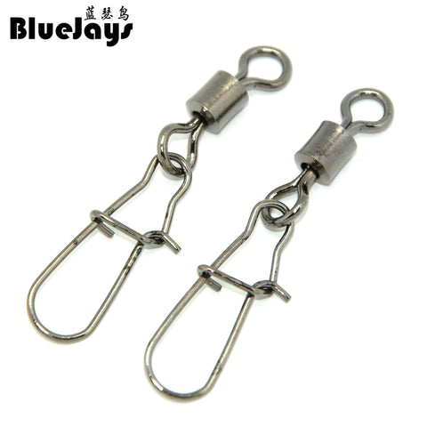 BlueJays 200pcs/lot Stainless Rolling Swivel With Nice Snap MS+ZQ Hooks Lure Connector Sea Rock Fishing Swivels Snaps Tackle